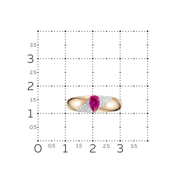 Кольцо с рубином и 22 бриллиантами из красного золота 114577