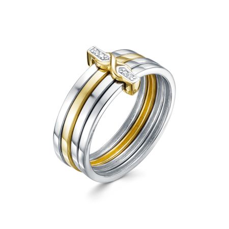 Кольцо с 4 бриллиантами 0.02 карат из комбинированного золота 80923