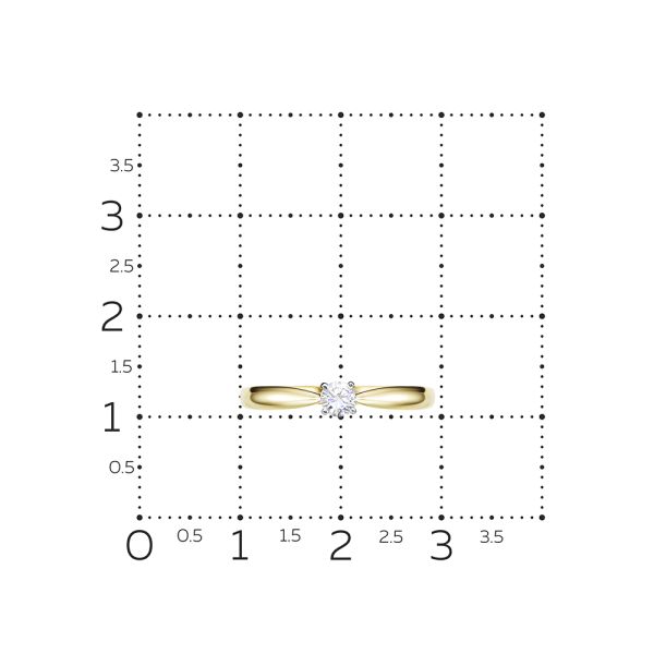 Кольцо с бриллиантом 0.165 карат из лимонного золота 128187