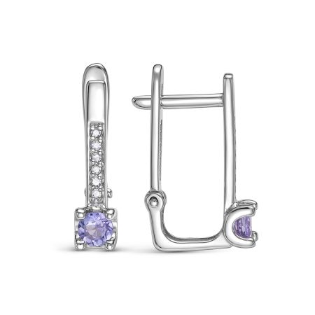 Серьги с танзанитами и 12 бриллиантами из белого золота 143671