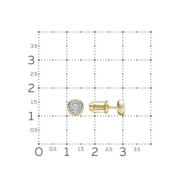 Серьги-пусеты с бриллиантами 0.128 карат из лимонного золота 119311