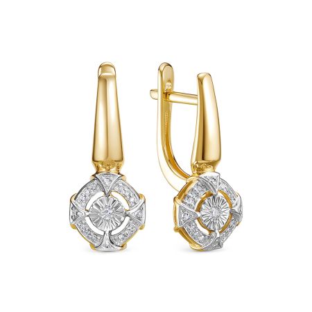 Серьги с 34 бриллиантами из лимонного золота 144601
