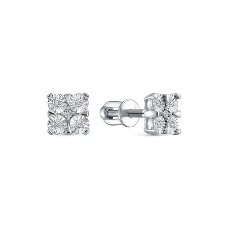 Серьги-пусеты с 10 бриллиантами из белого золота 144697