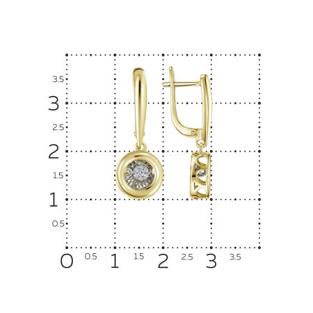 Серьги с 14 бриллиантами из лимонного золота 131454