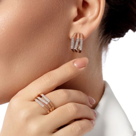 Серьги с 104 бриллиантами 0.416 карат из красного золота 138873