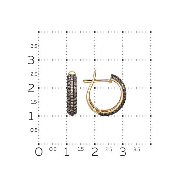 Серьги с 102 коньячными бриллиантами из красного золота 143672