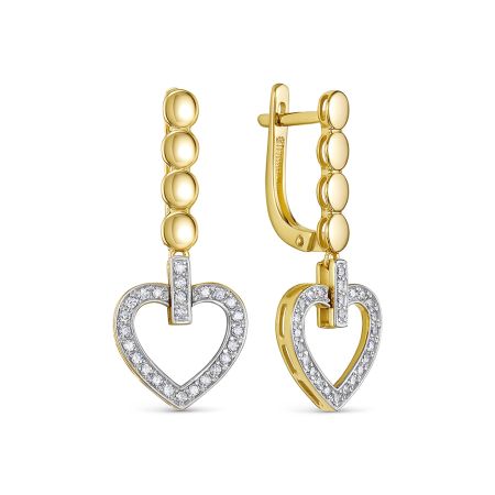 Серьги с 50 бриллиантами 0.35 карат из лимонного золота 144589
