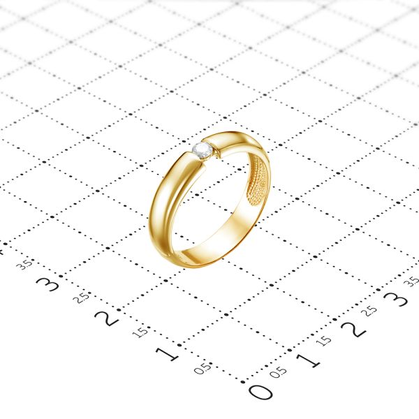 Кольцо с бриллиантом 0.095 карат из лимонного золота 90249
