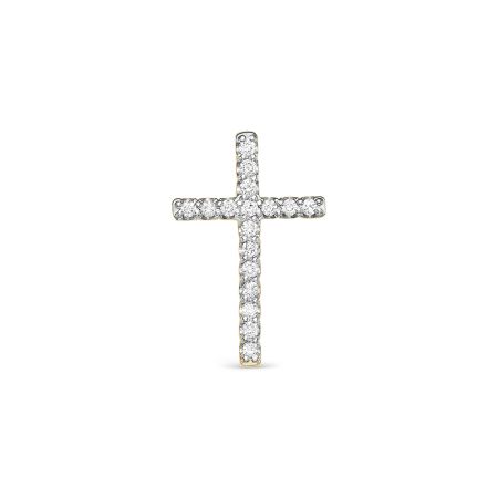 Декоративный крест с 17 бриллиантами 0.119 карат из лимонного золота 95895
