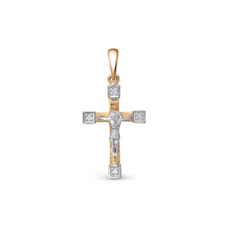 Православный крест с 4 бриллиантами 0.02 карат из комбинированного золота 78135