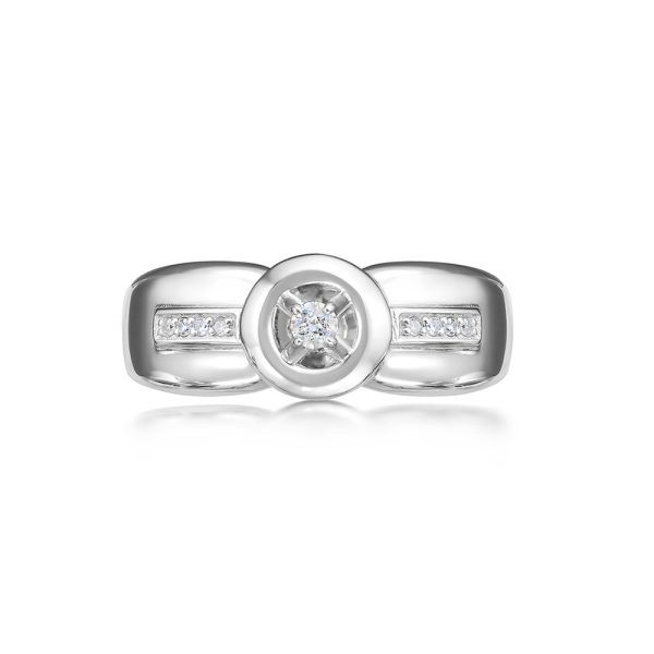 Кольцо с 9 бриллиантами из белого золота 99918