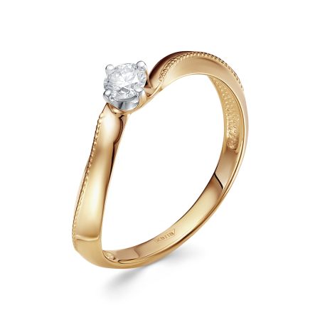 Кольцо с бриллиантом 0.165 карат из красного золота 92277