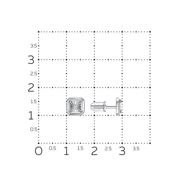 Серьги-пусеты с бриллиантами 0.03 карат из белого золота 143723