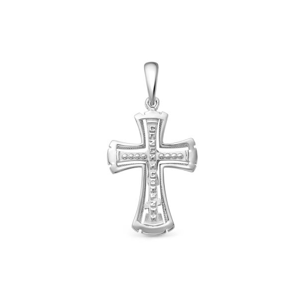 Православный крест с бриллиантом 0.005 карат из белого золота 86371