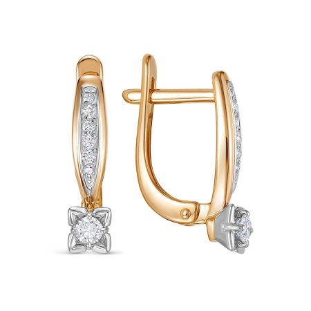 Серьги с 14 бриллиантами из красного золота 136355