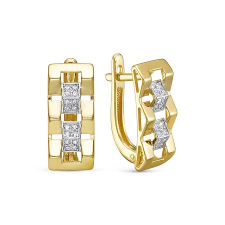 Серьги с 32 бриллиантами 0.16 карат из лимонного золота 144595