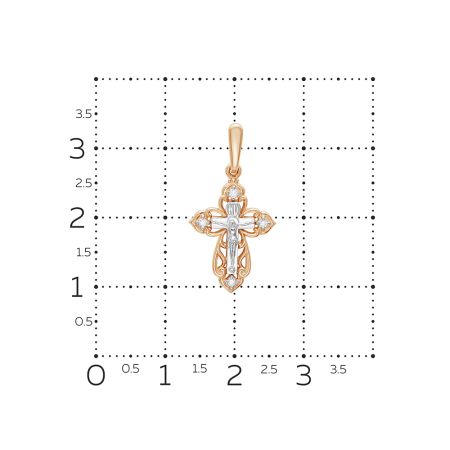 Православный крест с 4 бриллиантами 0.048 карат из красного золота 61894