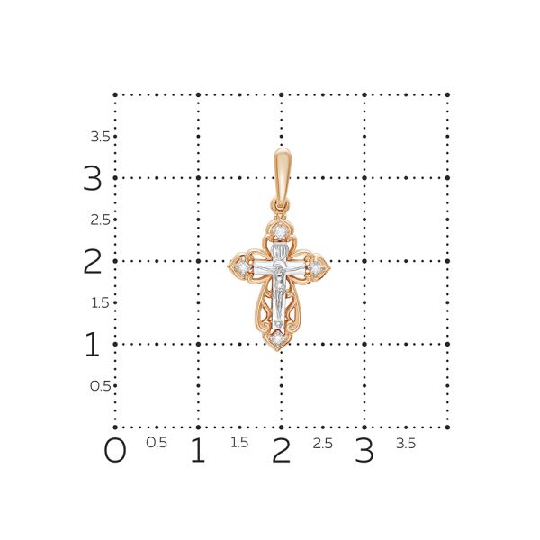 Православный крест с 4 бриллиантами 0.064 карат из красного золота 61894