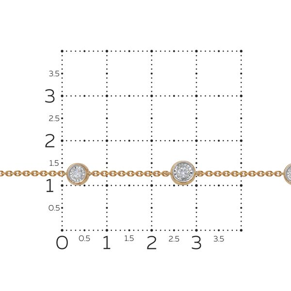 Браслет с 3 бриллиантами из красного золота 121027
