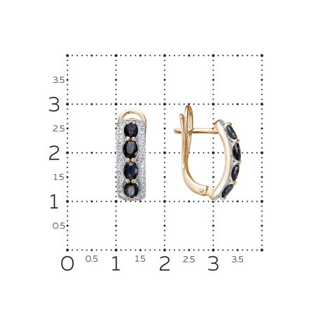 Серьги с 8 сапфирами и 64 бриллиантами из красного золота 129568 Серьги с 8 сапфирами и 64 бриллиантами из красного золота 129568