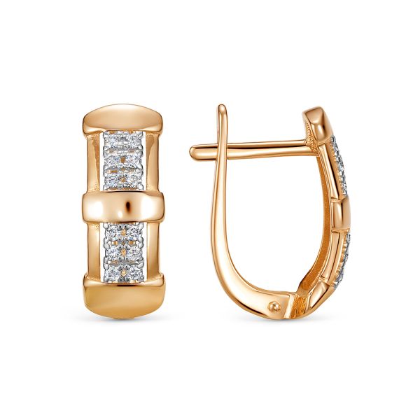 Серьги с 24 бриллиантами 0.168 карат из красного золота 141367 Серьги с 24 бриллиантами 0.168 карат из красного золота 141367