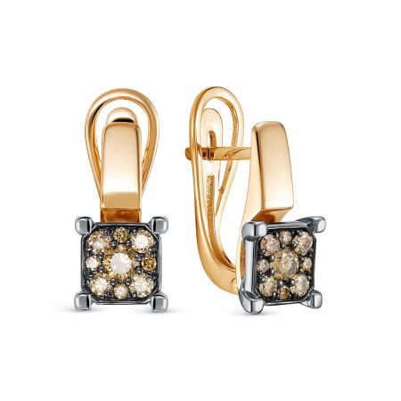 Серьги с 18 коньячными бриллиантами из красного золота 136370