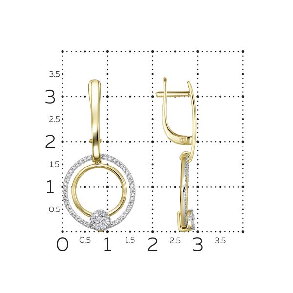 Серьги с 104 бриллиантами из лимонного золота 144600