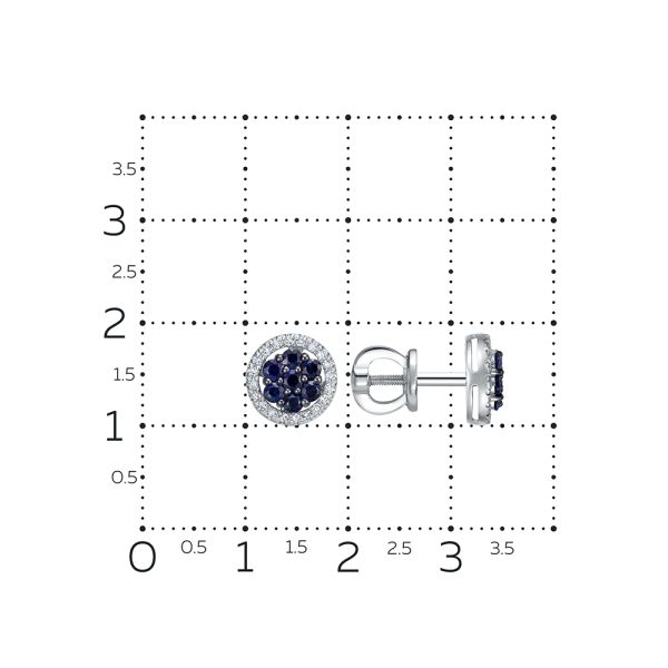 Серьги-пусеты с 14 сапфирами и 40 бриллиантами из белого золота 143717