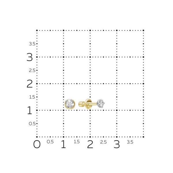 Серьги-пусеты с бриллиантами 0.09 карат из лимонного золота 84124