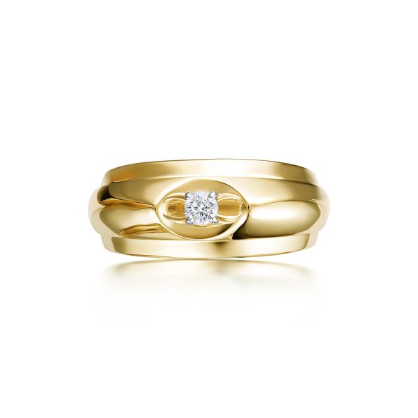 Кольцо с бриллиантом 0.109 карат из лимонного золота 110147