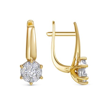 Серьги с 14 бриллиантами из лимонного золота 142815