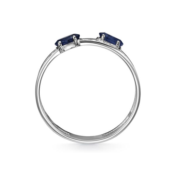 Кольцо с 2 сапфирами и 12 бриллиантами из белого золота 142119