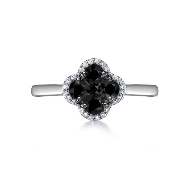 Кольцо с 5 черными бриллиантами и 24 бриллиантами из белого золота 100597