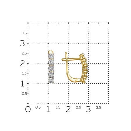 Серьги с 10 бриллиантами 0.05 карат из лимонного золота 148256