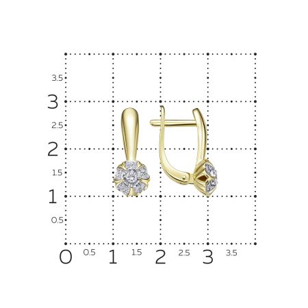 Серьги с 22 бриллиантами из лимонного золота 133247