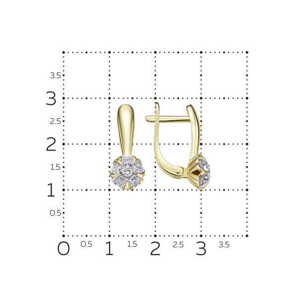 Серьги с 22 бриллиантами из лимонного золота 133247