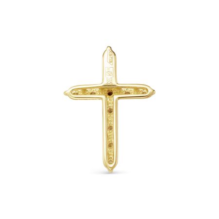Декоративный крест с 11 бриллиантами 0.353 карат из лимонного золота 79493