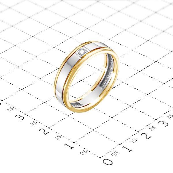 Кольцо с бриллиантом 0.024 карат из комбинированного золота 90123