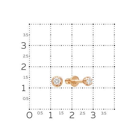 Серьги-пусеты с бриллиантами 0.128 карат из красного золота 70101