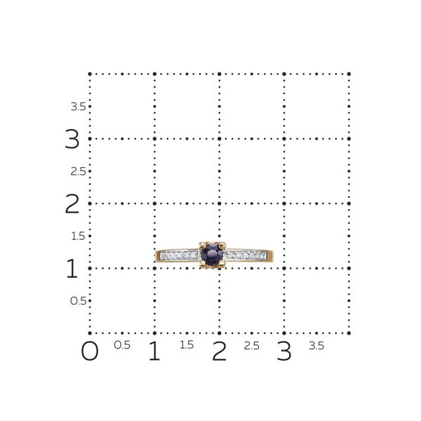 Кольцо с сапфиром и 12 бриллиантами из красного золота 144329