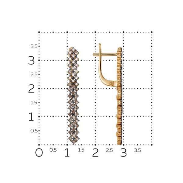 Серьги с 92 коньячными бриллиантами из красного золота 141356 Серьги с 92 коньячными бриллиантами из красного золота 141356