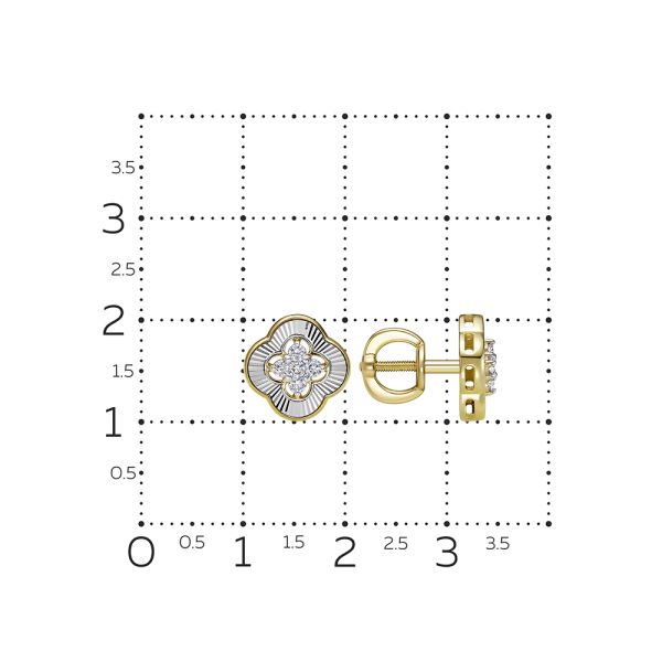 Серьги-пусеты с 10 бриллиантами 0.24 карат из лимонного золота 138930