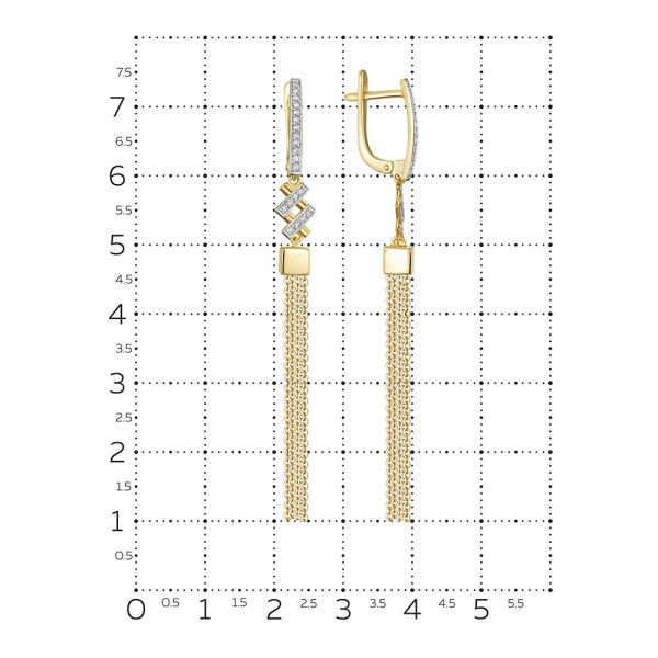 Серьги с 40 бриллиантами 0.2 карат из лимонного золота 144609