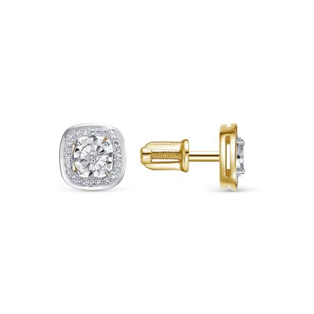 Серьги-пусеты с 50 бриллиантами из лимонного золота 146459