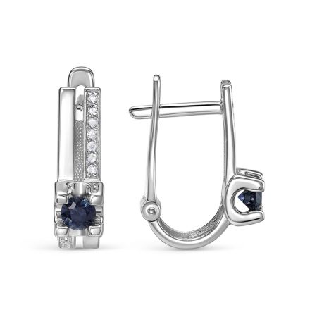 Серьги с сапфирами и 20 бриллиантами из белого золота 142843
