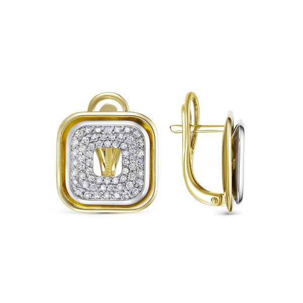 Серьги с 120 бриллиантами из лимонного золота 136344