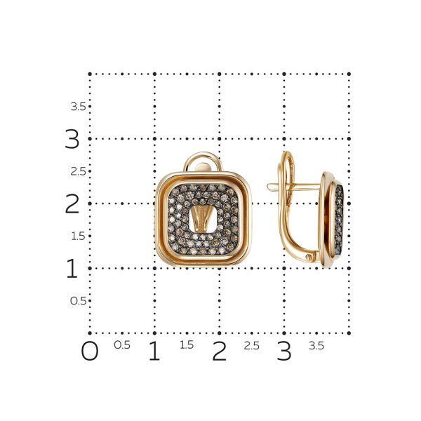 Серьги с 120 коньячными бриллиантами из красного золота 136342