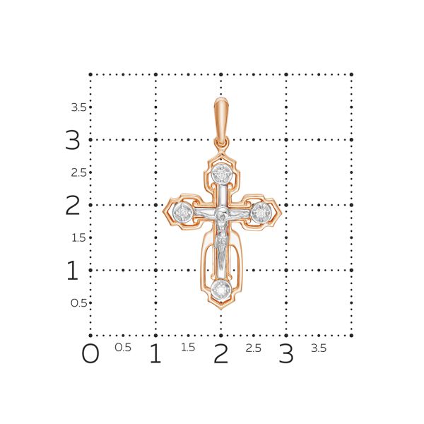 Православный крест с 4 бриллиантами 0.096 карат из красного золота 61912