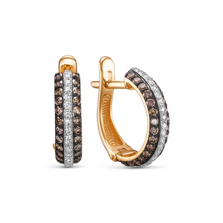 Серьги с 60 коньячными бриллиантами и 42 бриллиантами из красного золота 142862