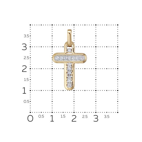 Декоративный крест с 14 бриллиантами 0.336 карат из красного золота 116697